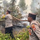 Berjibaku! Polsek Kobes Terjun Padamkan Fire Aktif Karhutla di Desa Kandan